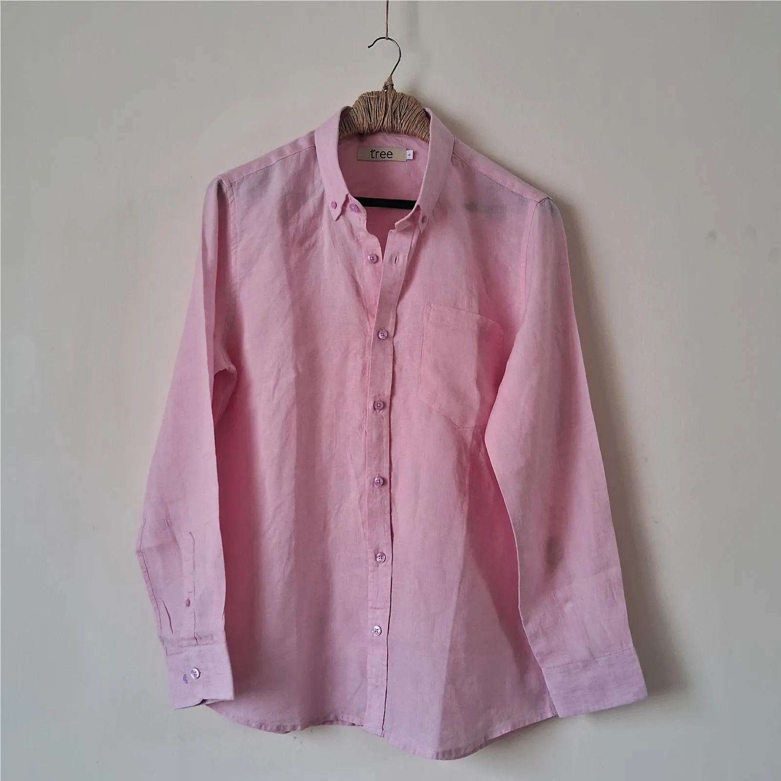 Pastel Pink Premium Linen Long Sleeve Alpha Shirt