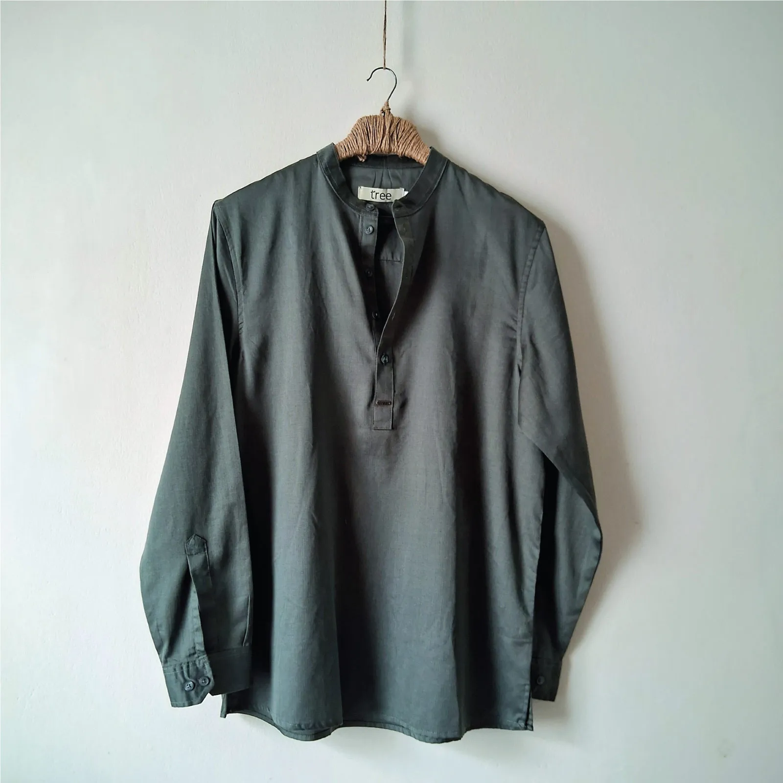 Olive Gray Premium Cotton Henley Shirt