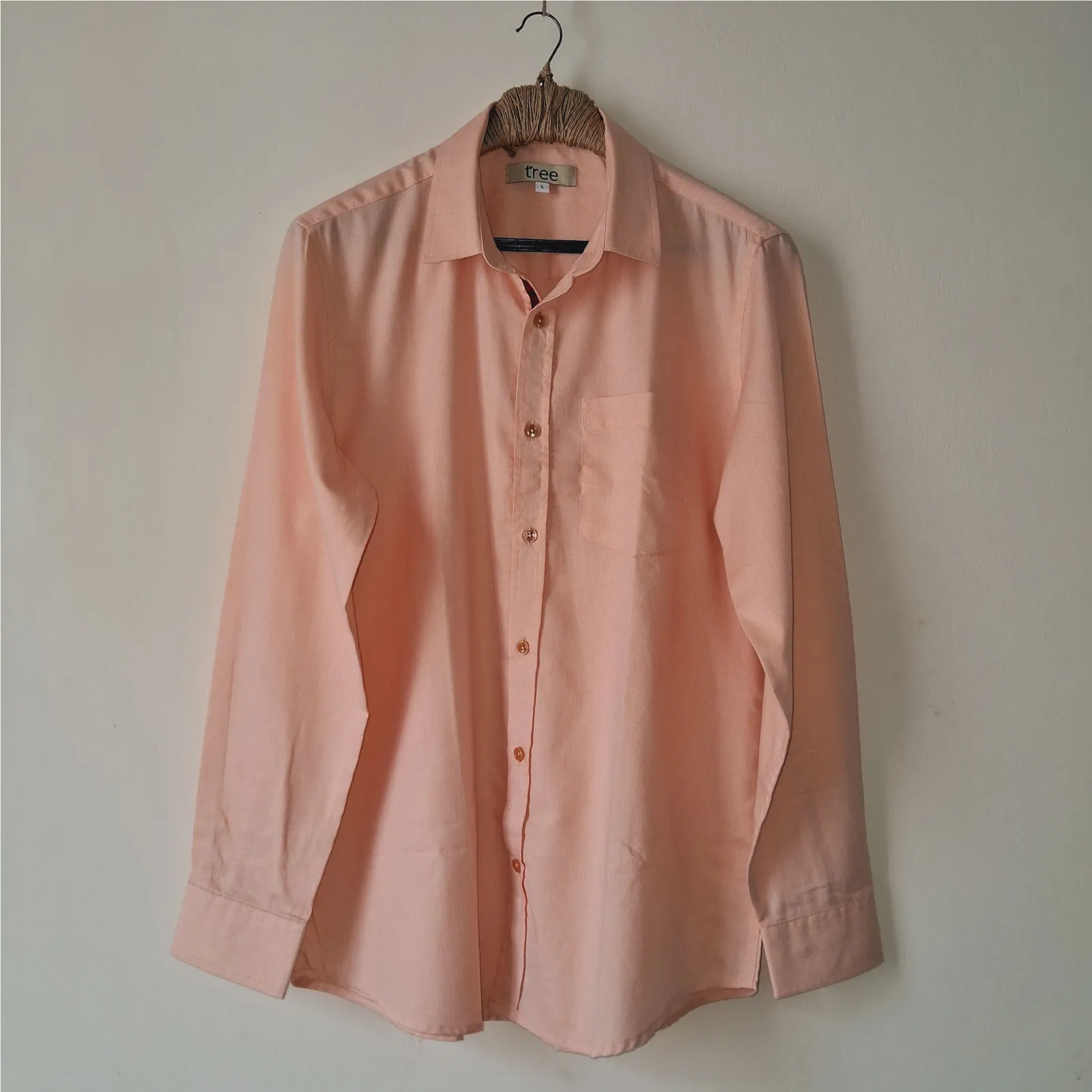 Peach Fuzz Dobby Cotton Long Sleeve Shirt