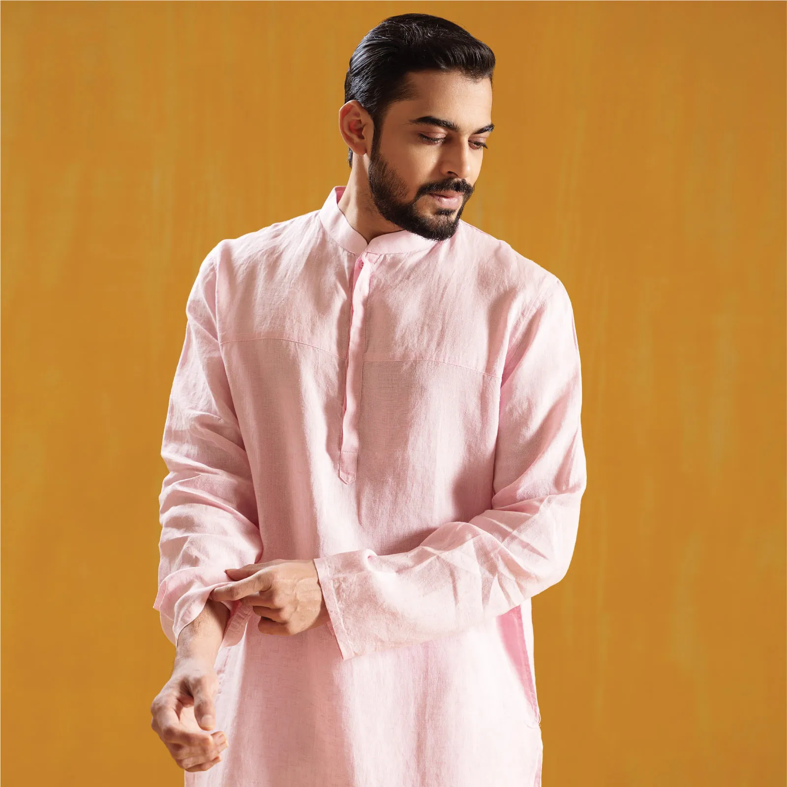 Pastel Pink Premium Linen Panjabi