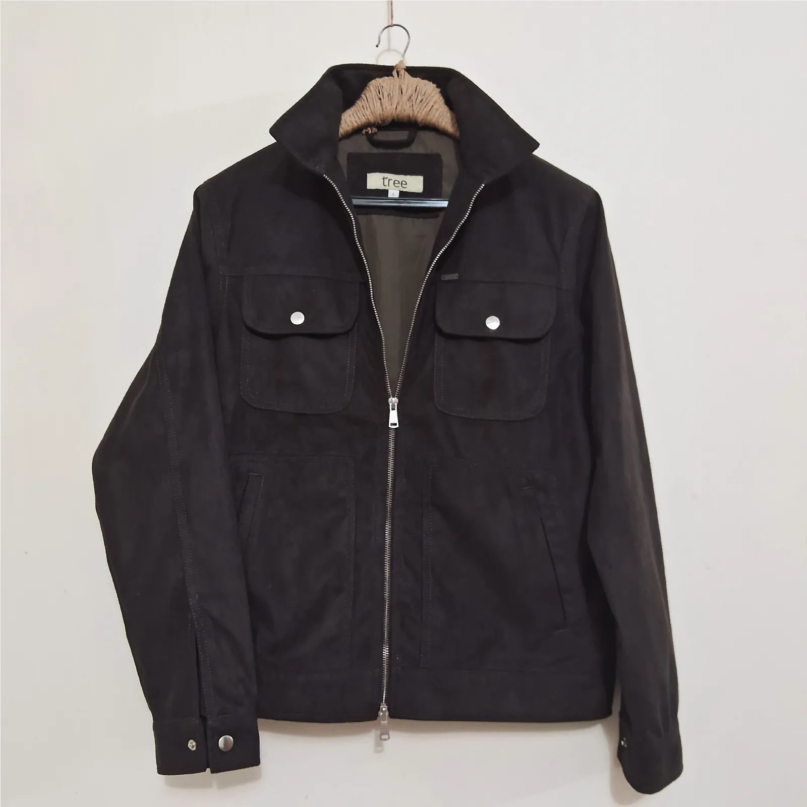 Deep Brown Rugged Suede Trucker Jacket