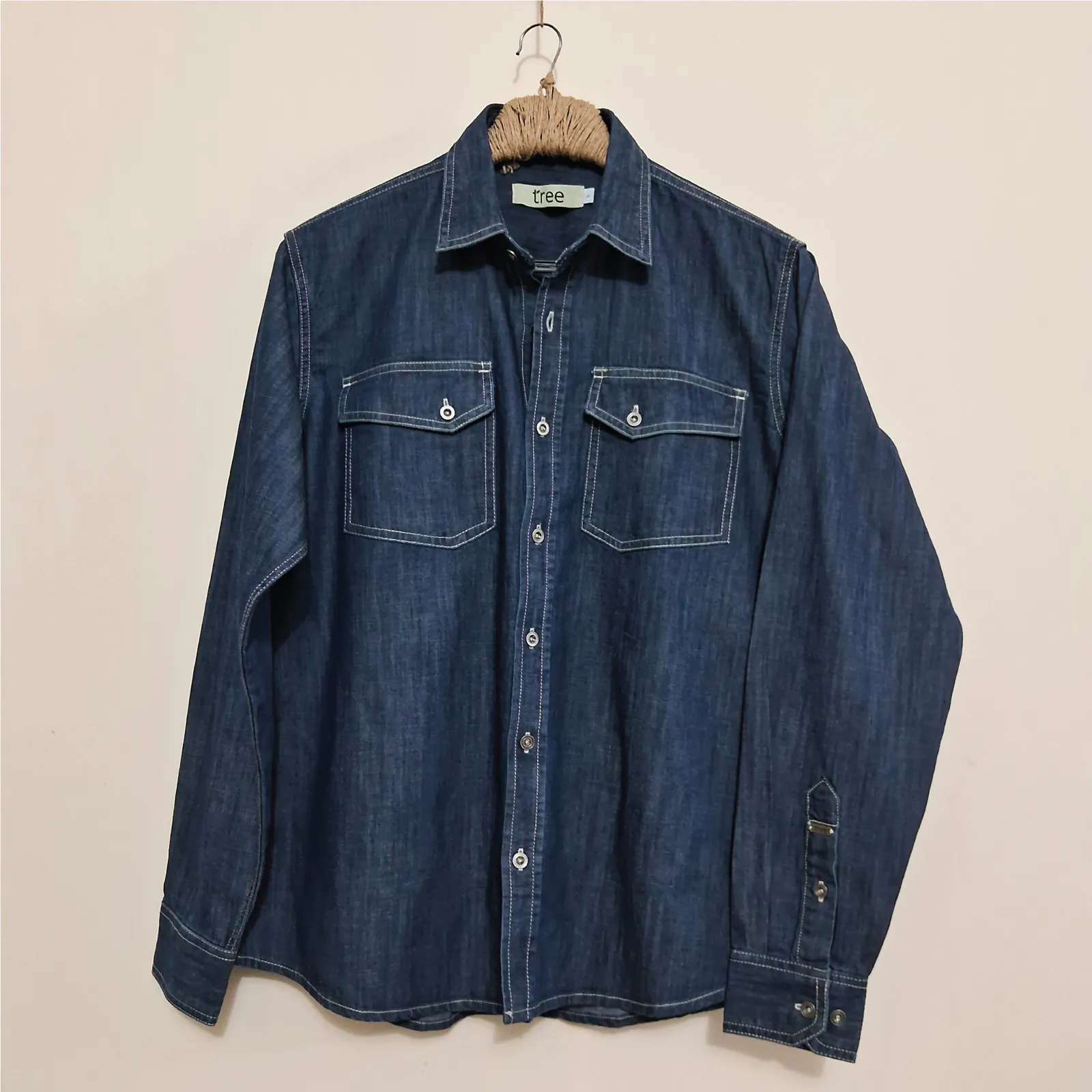 Midnight Blue Organic Texture Denim Adventure Shirt