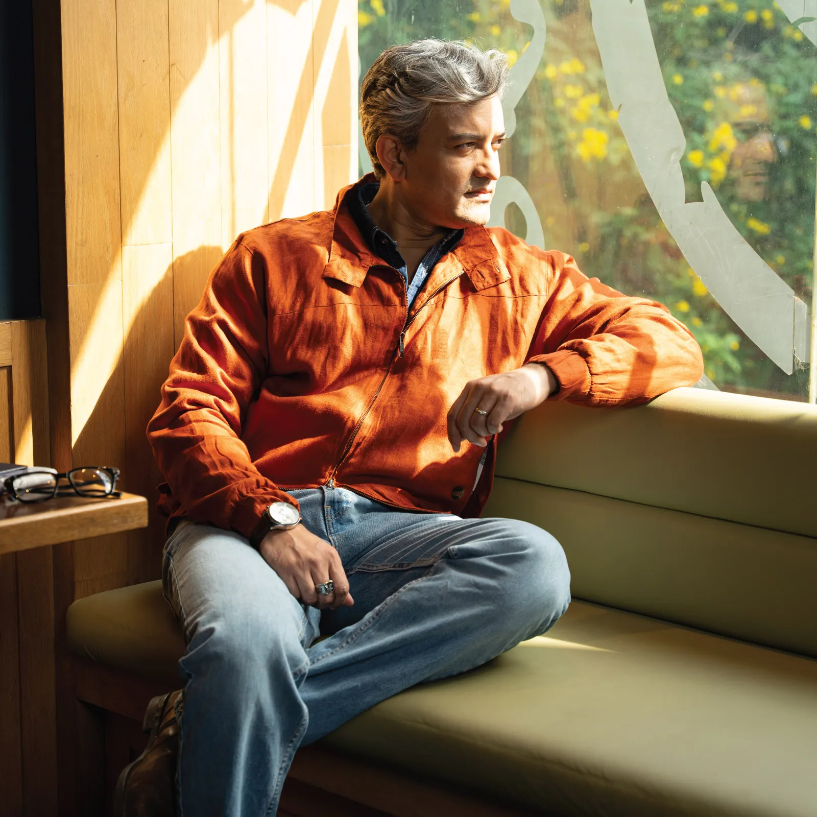 Burnt Orange Premium Linen Harrington Jacket