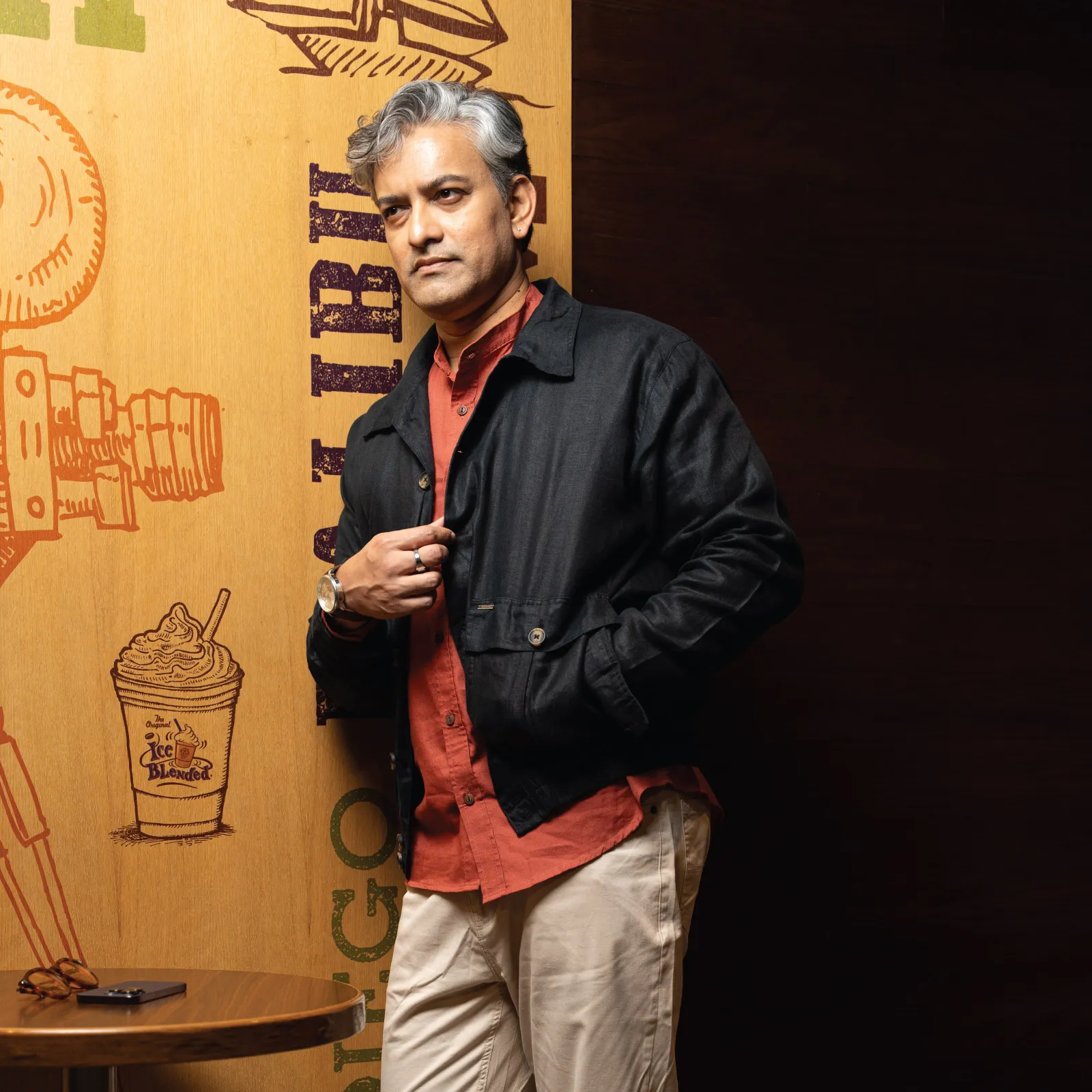 Jet Black Premium Linen Blouson Jacket