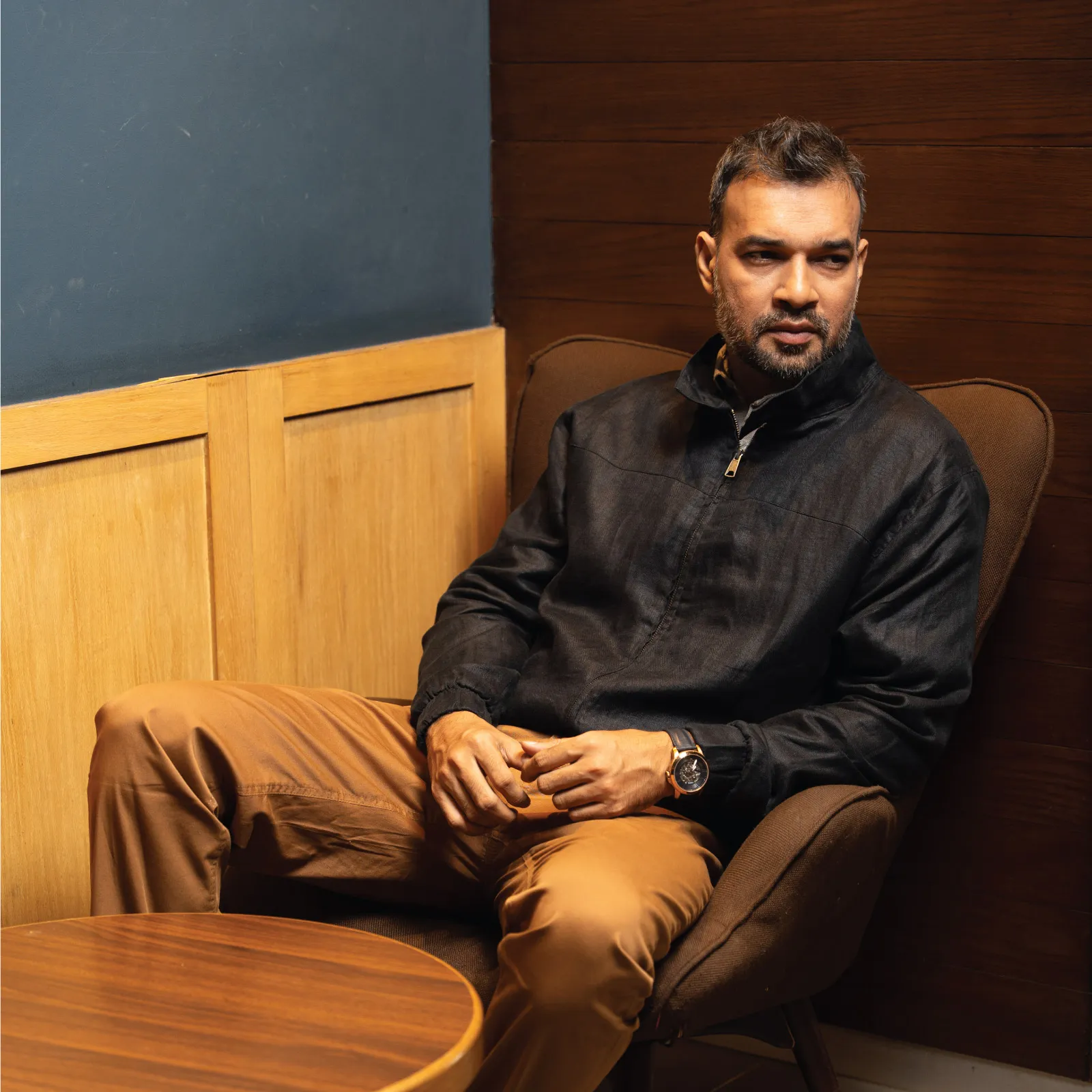 Jet Black Premium Linen Harrington Jacket