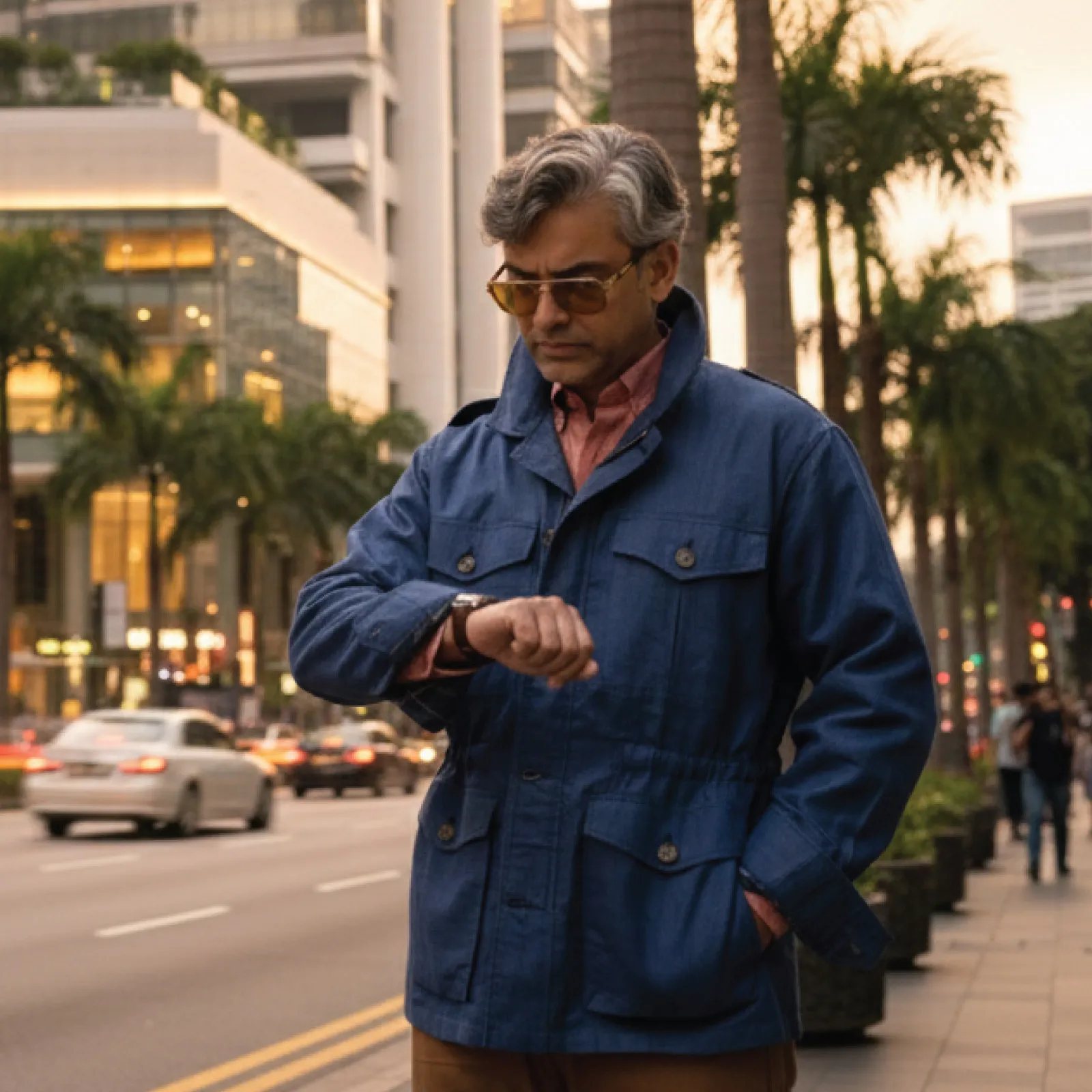 Admiral Blue Premium Linen Field Jacket